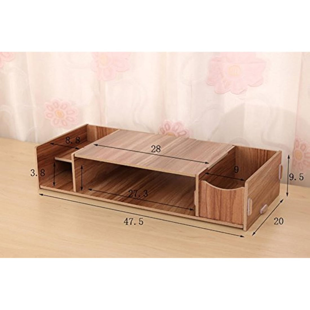 Wooden Monitor Riser – Ergonomic Desk Organizer with Storage