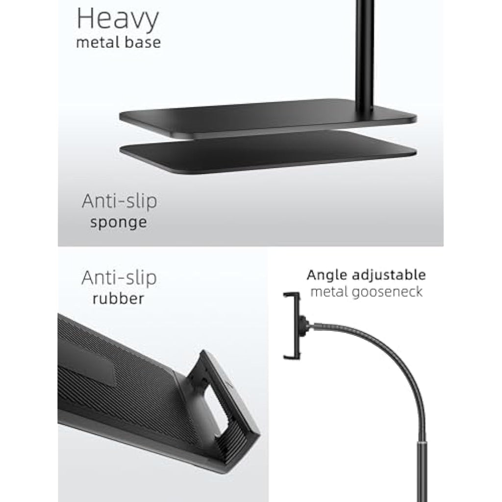 LanPavilion iPad Floor Stand – Flexible Gooseneck Tablet Holder (4.7-13")