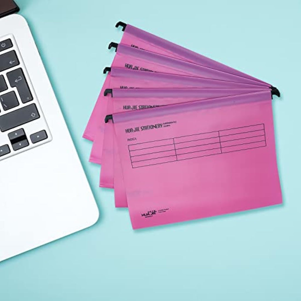 MerryNine Foolscap Suspension Files - 15 Pack Pink Polypropylene Folders
