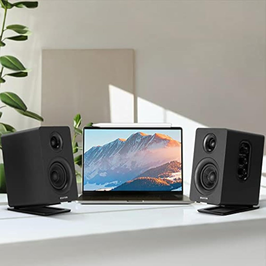 Sanyun SW601 15° Tilted Metal Desktop Speaker Stands - Black (Pair)