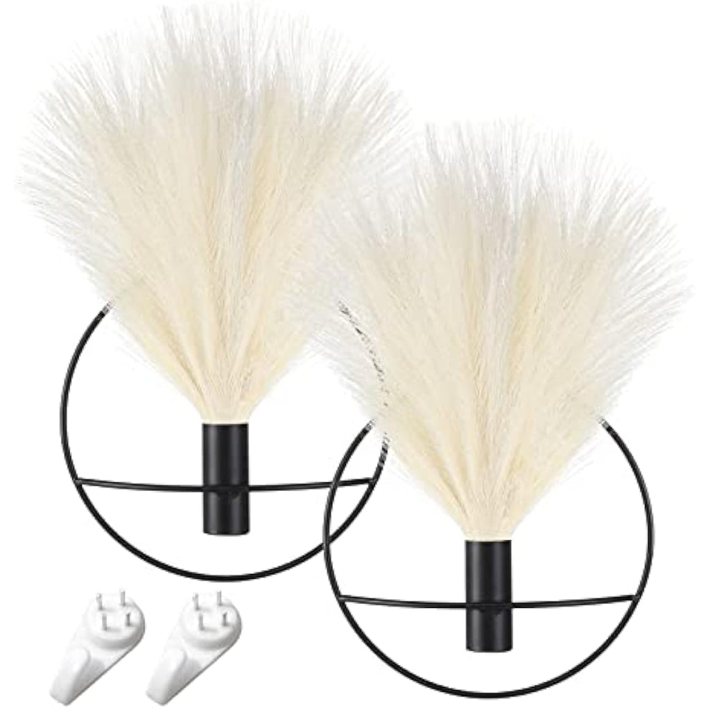 Pretty Jolly Metal Ring Wall Vase with Artificial Pampas Grass - 2 Pack