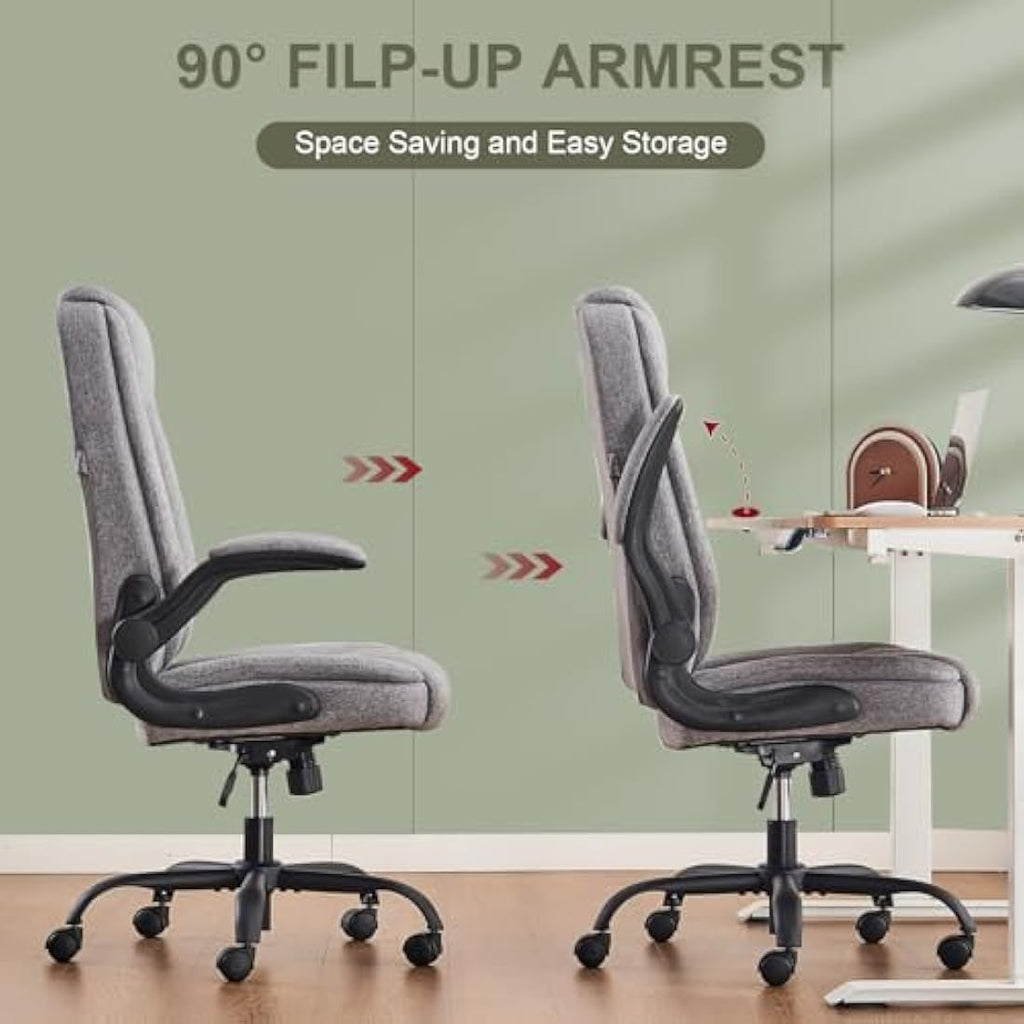CASTLOVE Ergonomic Office Chair – High Back Fabric Desk Chair with Flip-Up Arms