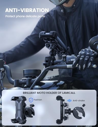 Lamicall Dual Anti-Shock Motorcycle Phone Mount – Quick Release Bike Holder