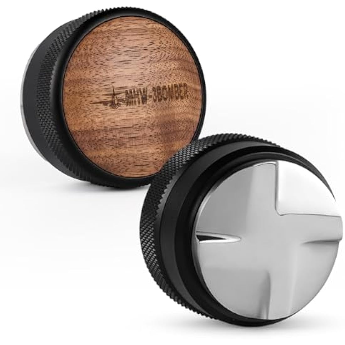 MHW-3BOMBER 58mm Coffee Distributor | Walnut & Stainless Steel Leveler