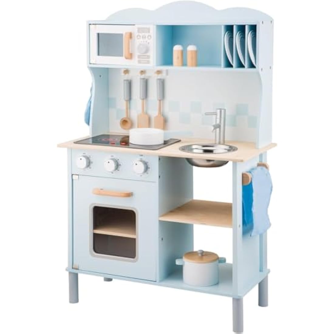 New Classic Toys Modern Kitchenette - Wooden Play Kitchen, Blue