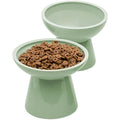 CEEFU Elevated Ceramic Cat Bowls | Wide Whisker Fatigue Relief - Sage Green