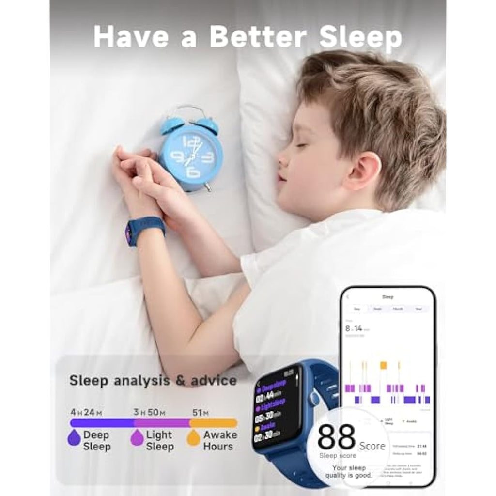 BIGGERFIVE Kids Smart Watch - 5ATM Waterproof Fitness Tracker for Boys Girls