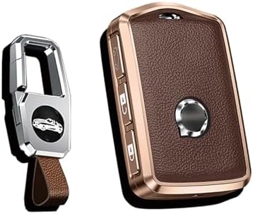 HIBEYO Leather Key Fob Cover for Volvo XC60 XC90 S90 V90 – Side Buttons