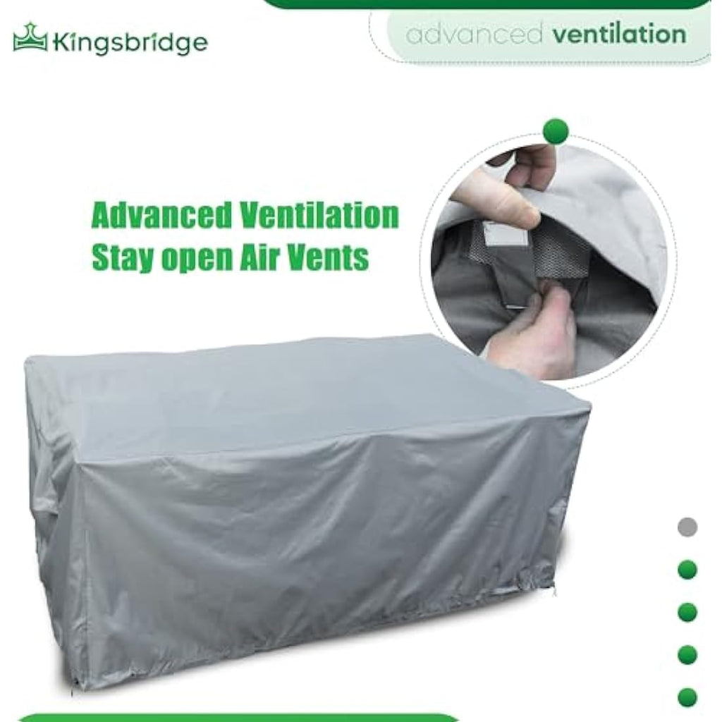 Kingsbridge Rectangular Garden Table Cover | 600D Heavy Duty Grey – 170cm