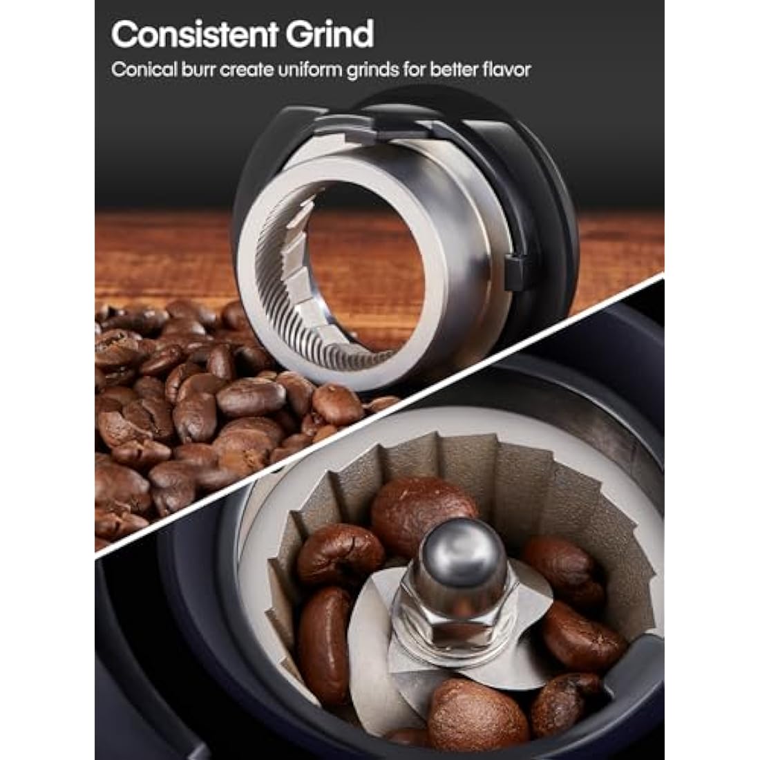 FOHERE Conical Burr Coffee Grinder - 35 Precise Settings for Espresso