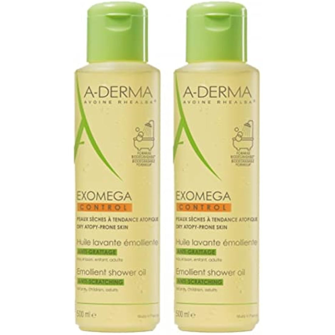 A-DERMA Exomega Control Emollient Cleansing Oil - Anti-Scratch 2x500ml