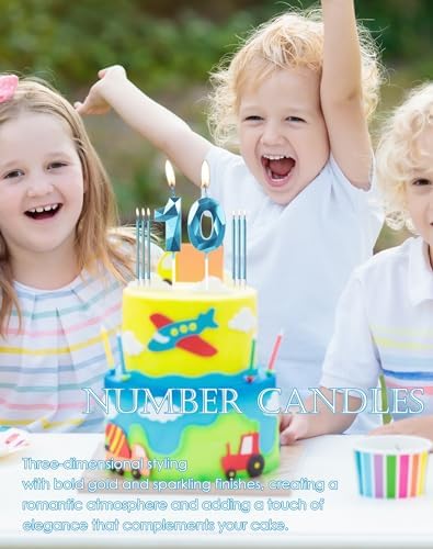 Blue 13th Birthday Candles – Number 13 and Long Stick Set