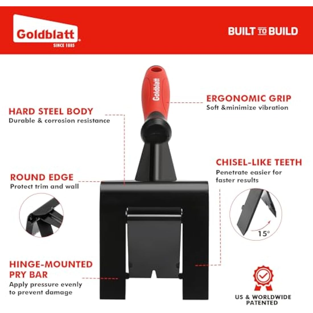 Goldblatt Trim Puller – Carbon Steel Multi-Tool for Baseboard and Molding