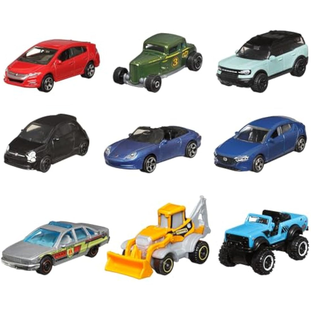 Matchbox 9-Pack Die-Cast Toy Cars | 1:64 Scale Realistic Vehicles