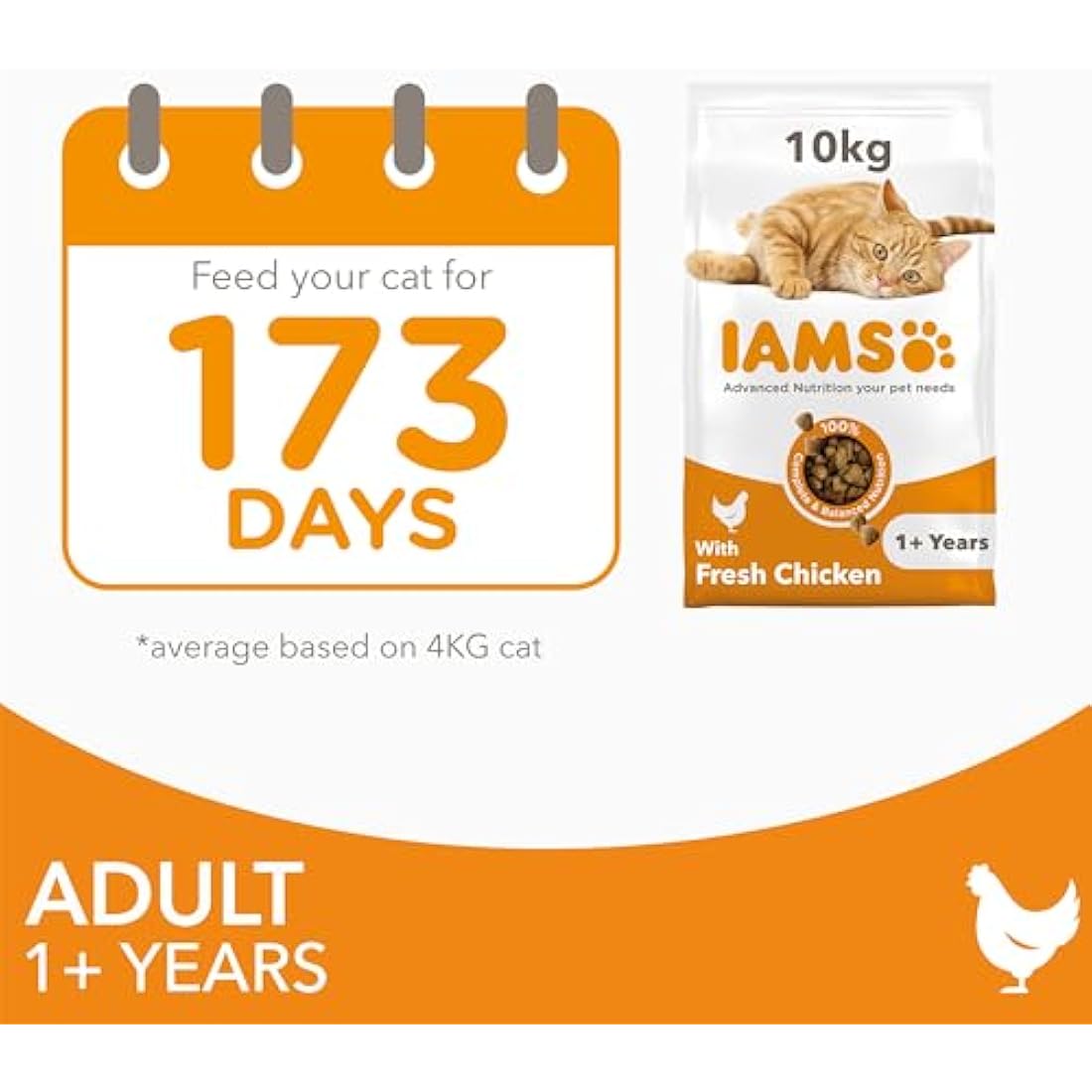 IAMS Adult Dry Cat Food Chicken 10kg – Immune Support & Healthy Skin