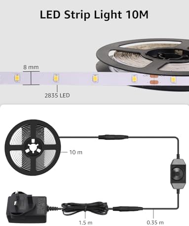 Lepro 10M Warm White LED Strip Light | Dimmable 24V Flexible Tape