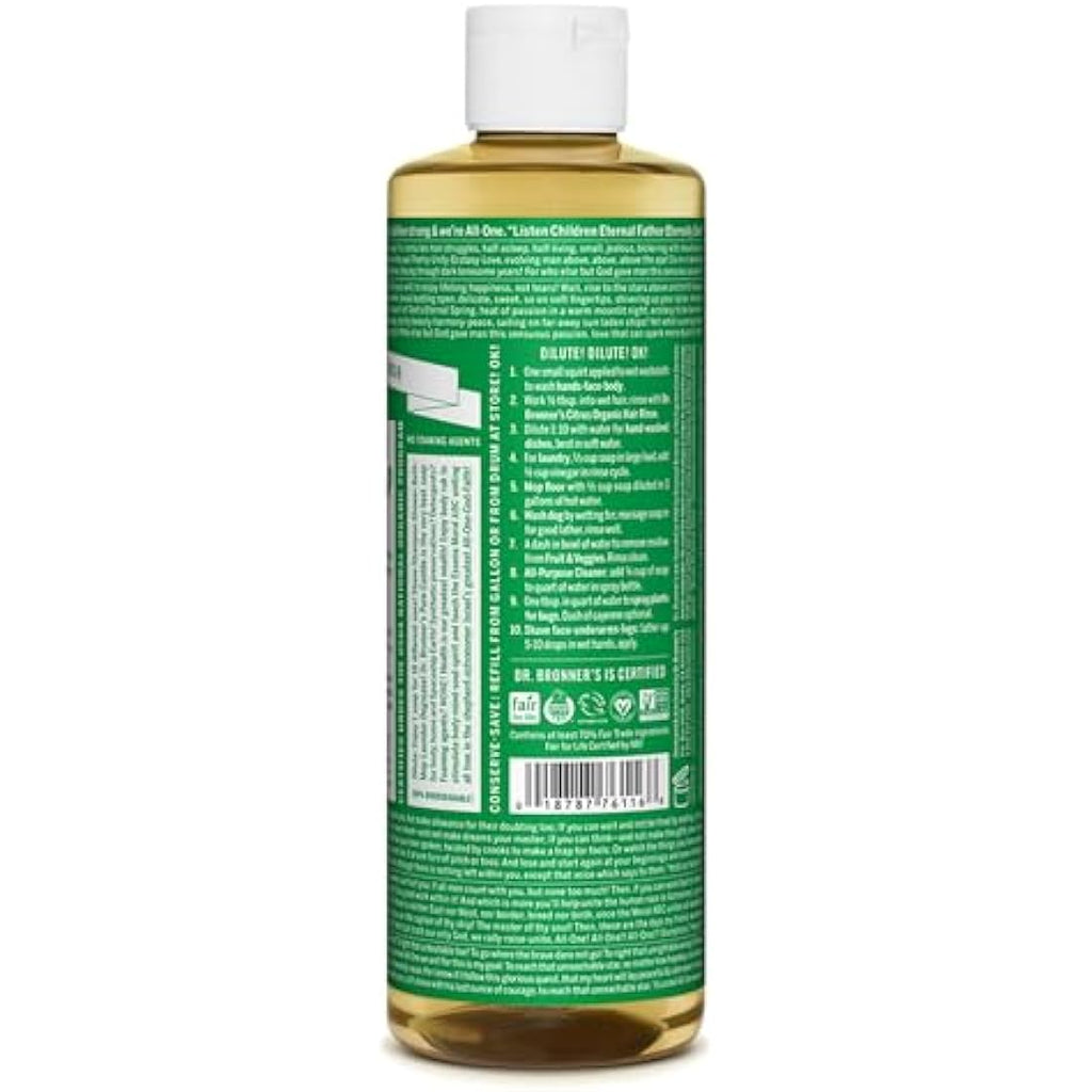 Dr. Bronner's Almond Pure-Castile Liquid Soap – Organic & Vegan, 473ml