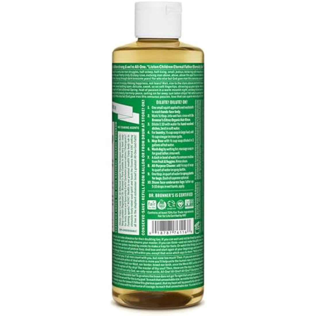 Dr. Bronner's Almond Pure-Castile Liquid Soap – Organic & Vegan, 473ml