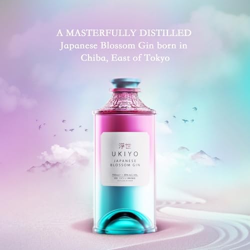 Ukiyo Blossom Japanese Craft Gin | Floral Sakura & Yuzu | 70cl, 40% ABV