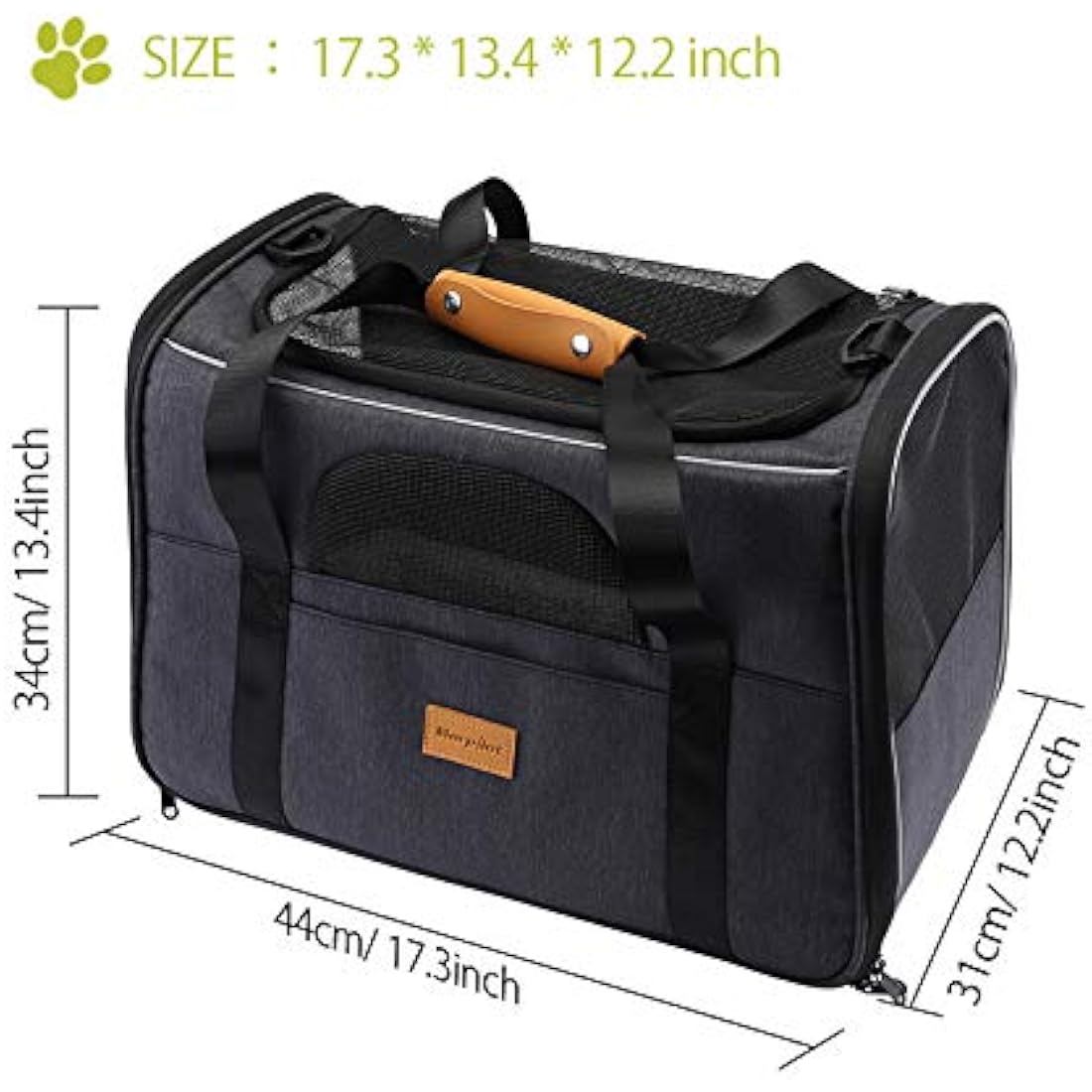 Morpilot Portable Pet Carrier – Foldable Mesh Dog and Cat Bag, Grey