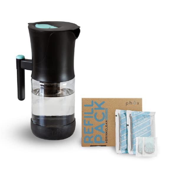 Phox V2 Glass Water Filter Jug | 2.2L Alkaline Refillable Cartridge