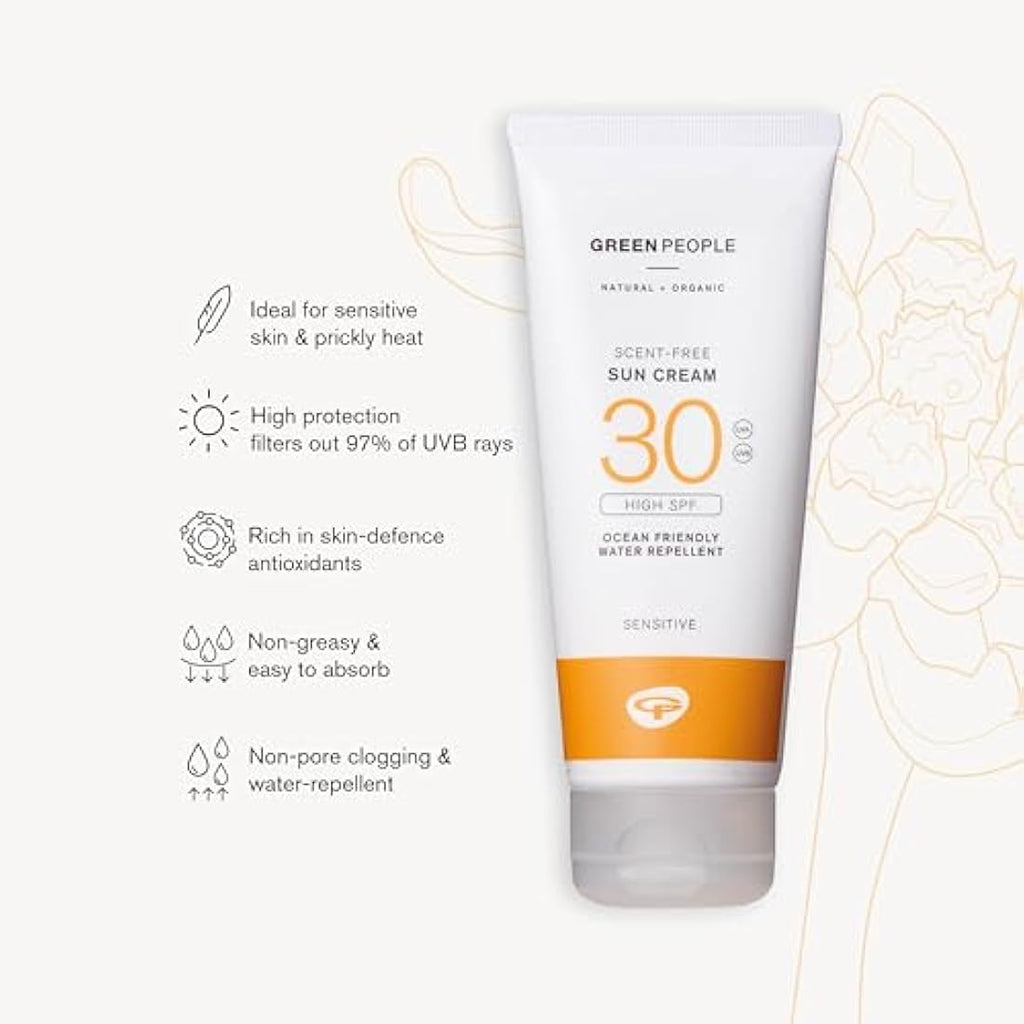 Green People Scent Free Sun Cream SPF30 – Organic Reef Safe Sunscreen 200ml