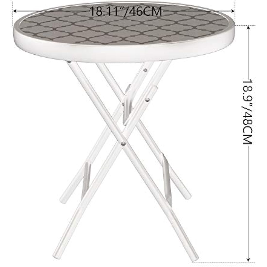 PHI VILLA Folding Side Table – Tempered Glass Round Patio Table, Blue