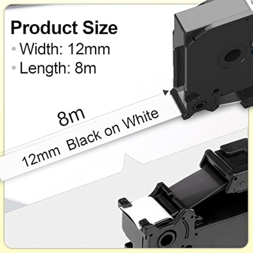 Upwinning 6-Pack TZe-231 Label Tape | 12mm White Laminated for Brother P-Touch