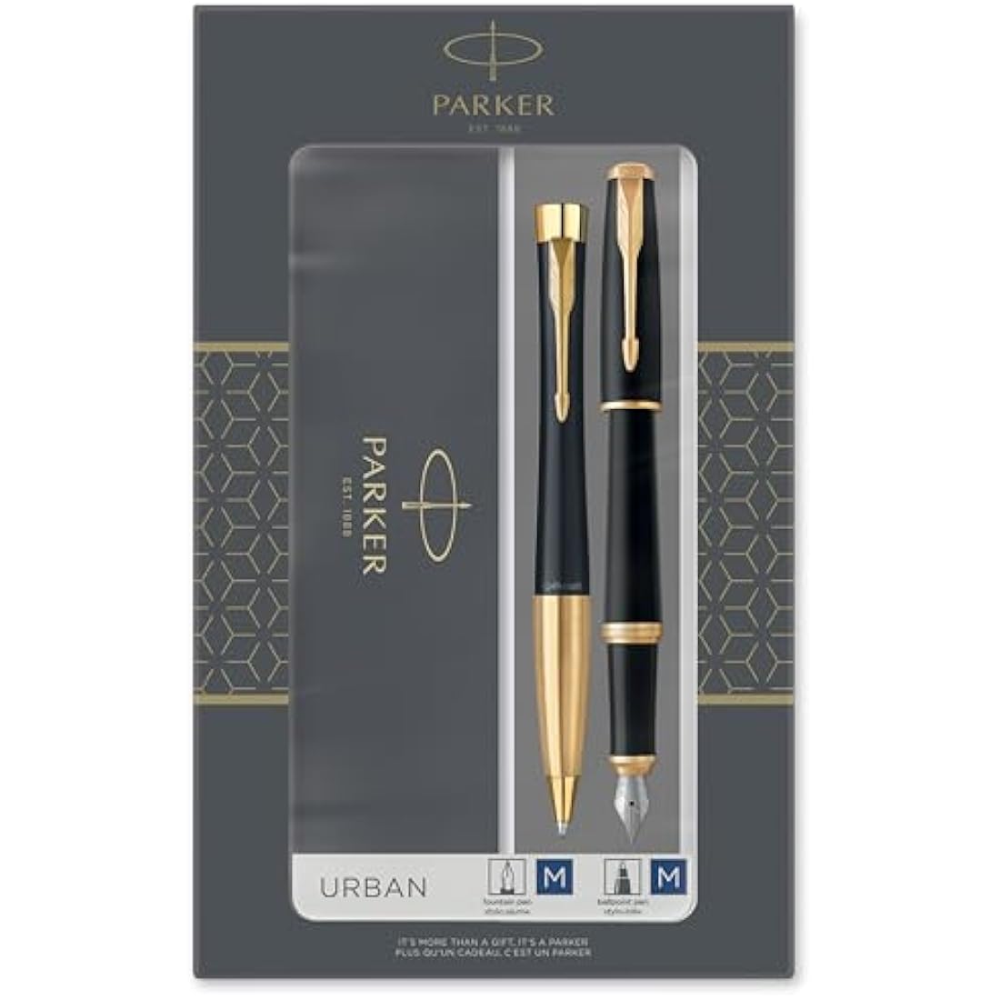 Parker Urban Duo Gift Set: Fountain & Ballpoint Pens - Muted Black Gold