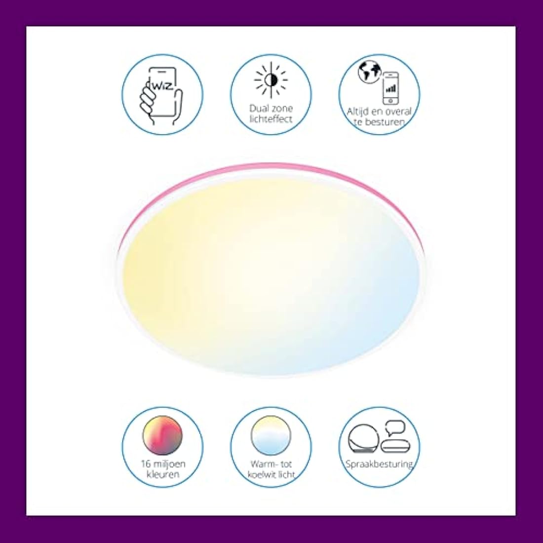 WiZ Arca Smart LED Ceiling Light – WiFi RGB Colour Control, White