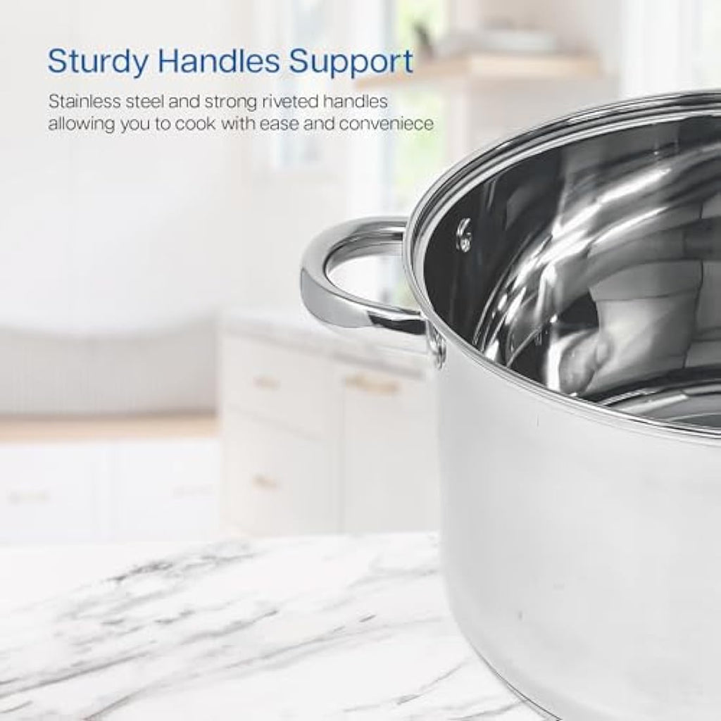 Jolof Store 9L Stainless Steel Stock Pot – Induction Soup & Pasta Pot