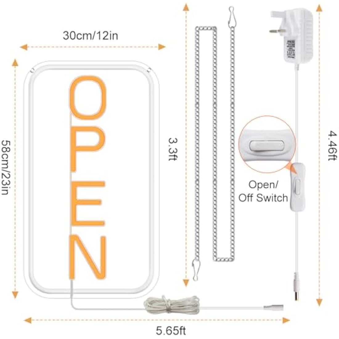 LED Neon Open Sign – Ultra Bright White & Yellow 22.8x11.8"