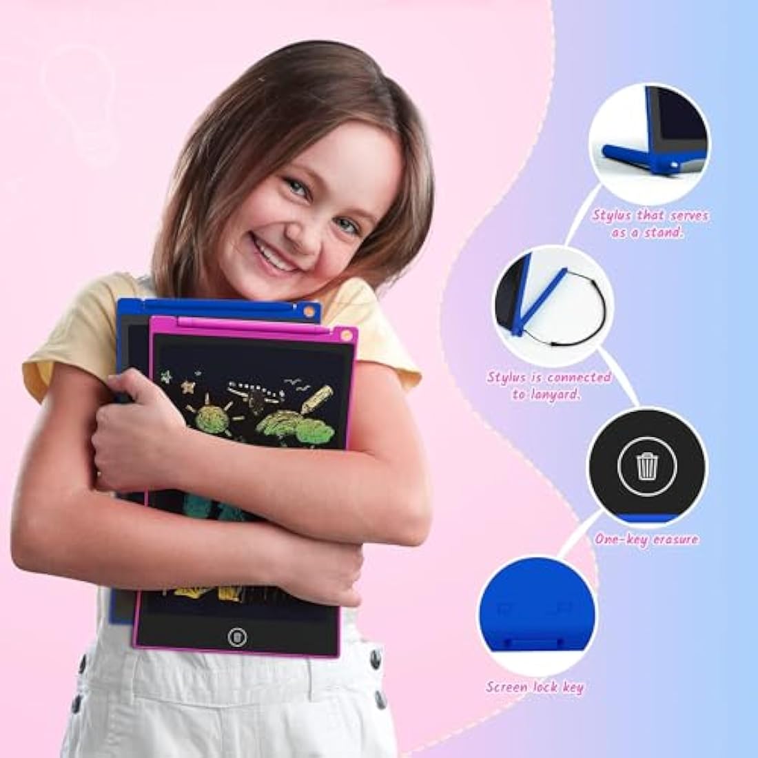 TECJOE 10 Inch LCD Writing Tablet 2 Pack - Colorful Doodle Board for Kids