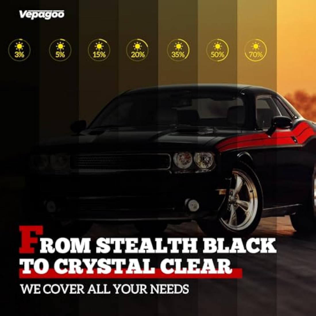 Vepagoo Ceramic Car Window Tint Film | 35% VLT Heat & UV Rejection