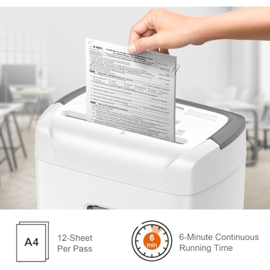 Bonsaii 12-Sheet Cross-Cut Paper Shredder | P4 Security & 21L Bin