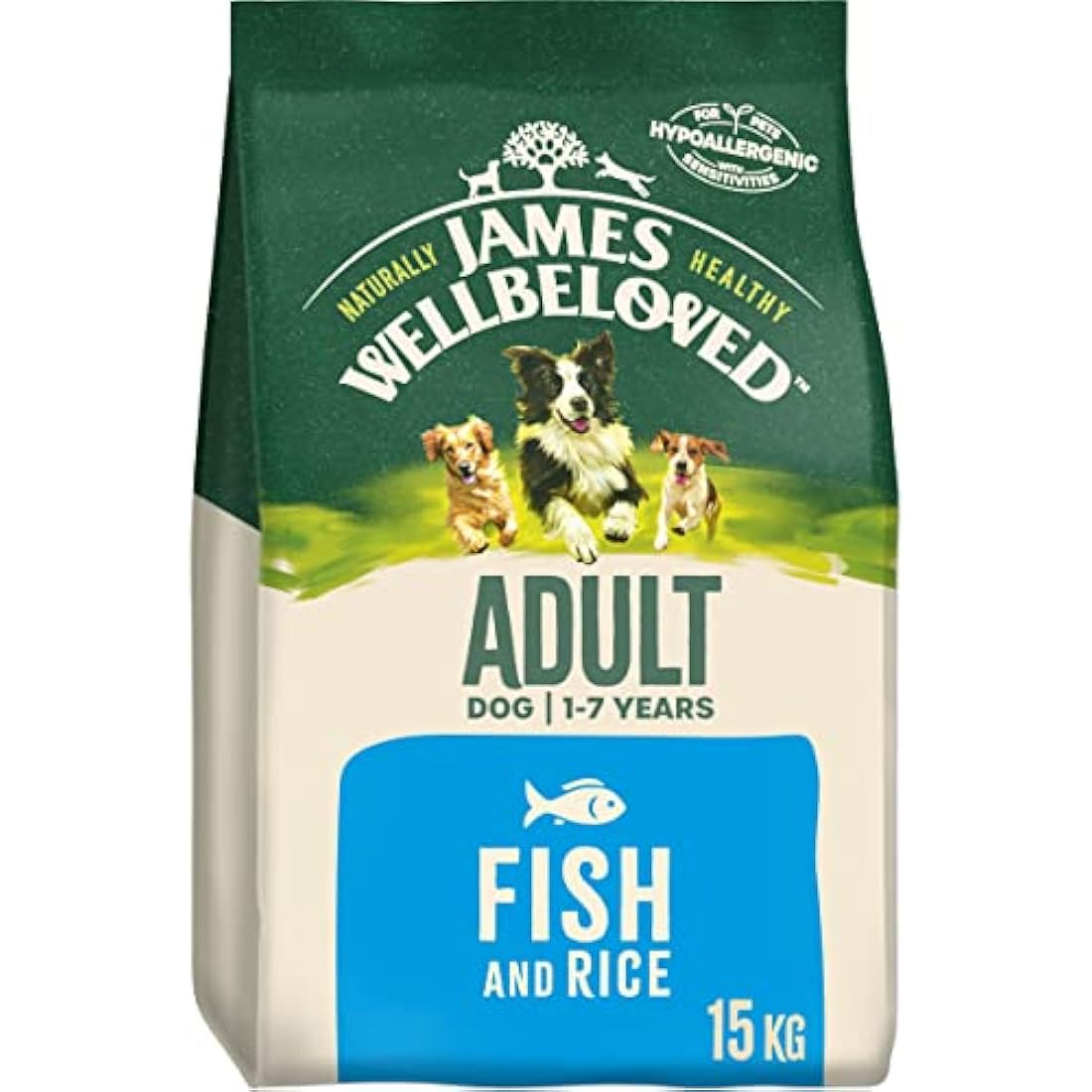 James Wellbeloved Adult Fish & Rice Hypoallergenic Dry Dog Food - 15kg