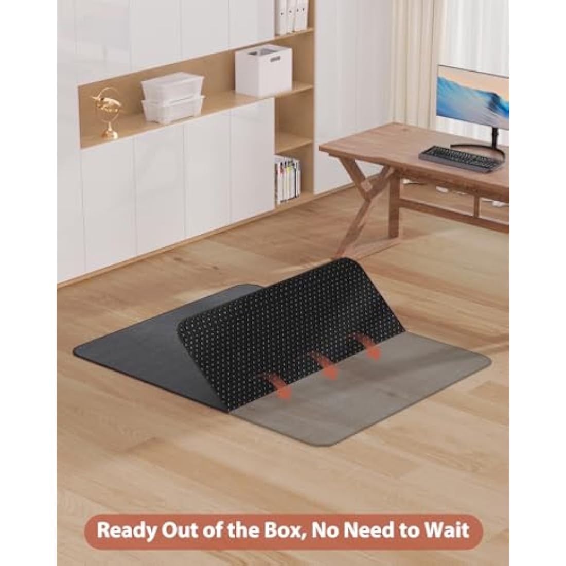 Jolof Store Office Chair Mat – 90x120cm Corduroy Floor Protector, Dark Grey