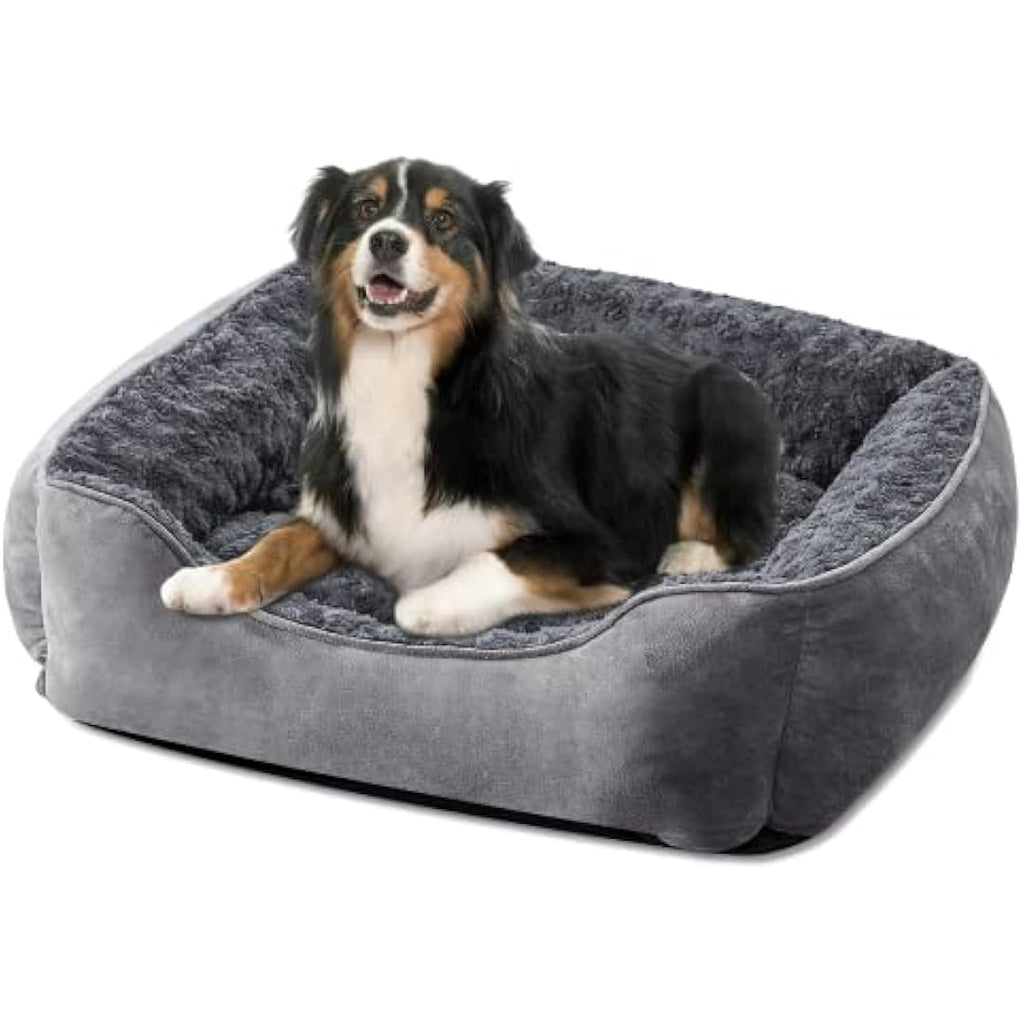 JOEJOY Calming Dog Bed – Washable Plush Anti-Anxiety Pet Mat, Grey