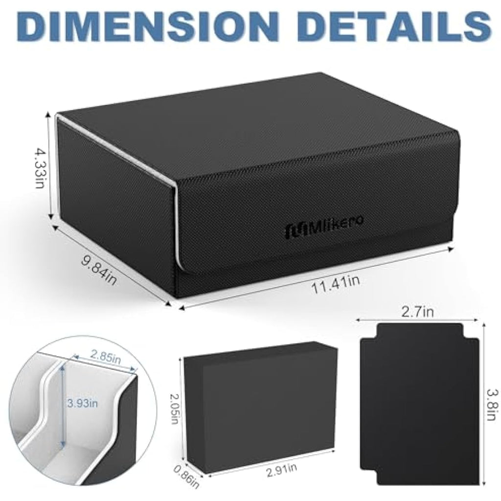 Mlikero Leather Trading Card Deck Case | 1800+ Card Storage Box for MTG