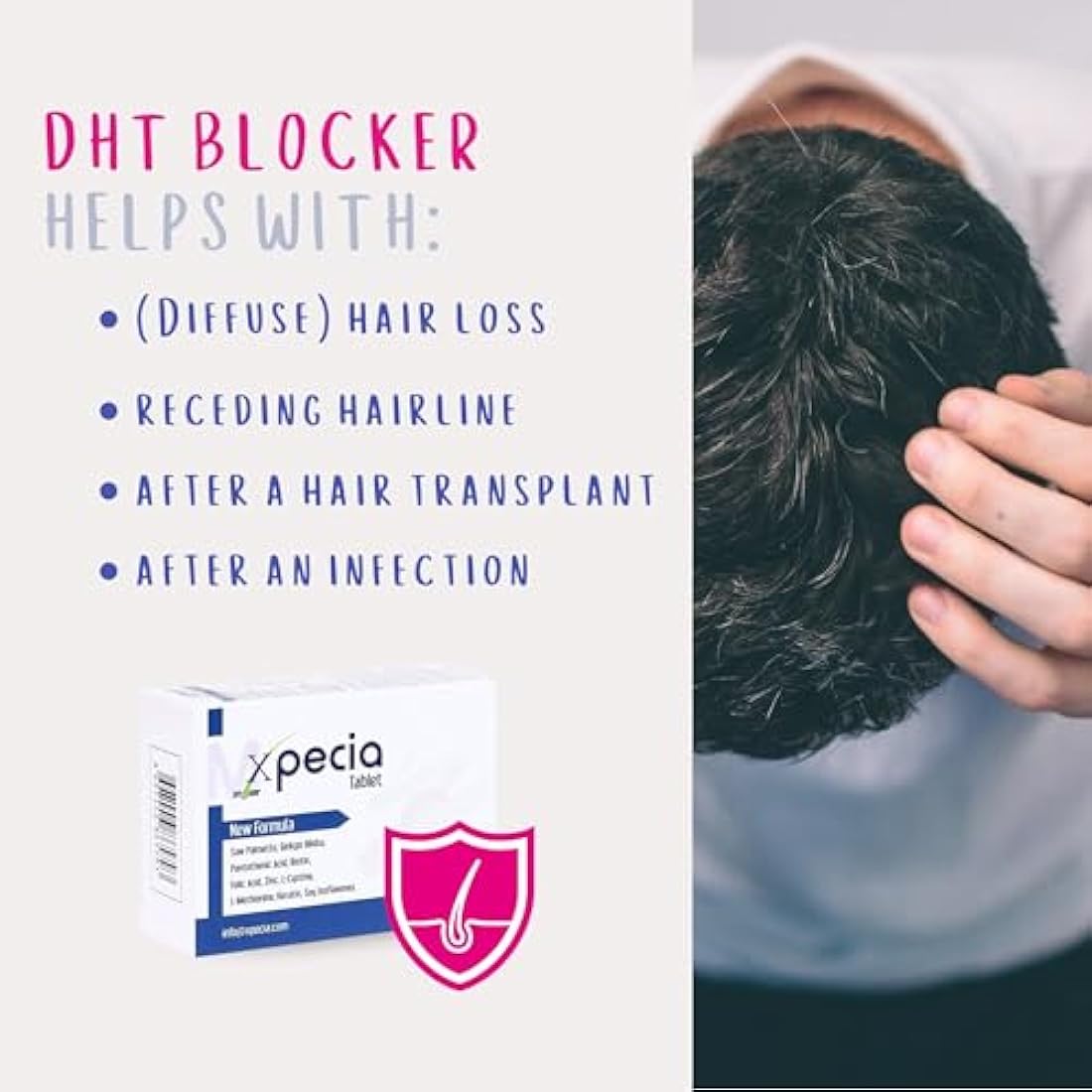 Xpecia for Men DHT Blocker Hair Growth Supplement - 180 Tablets