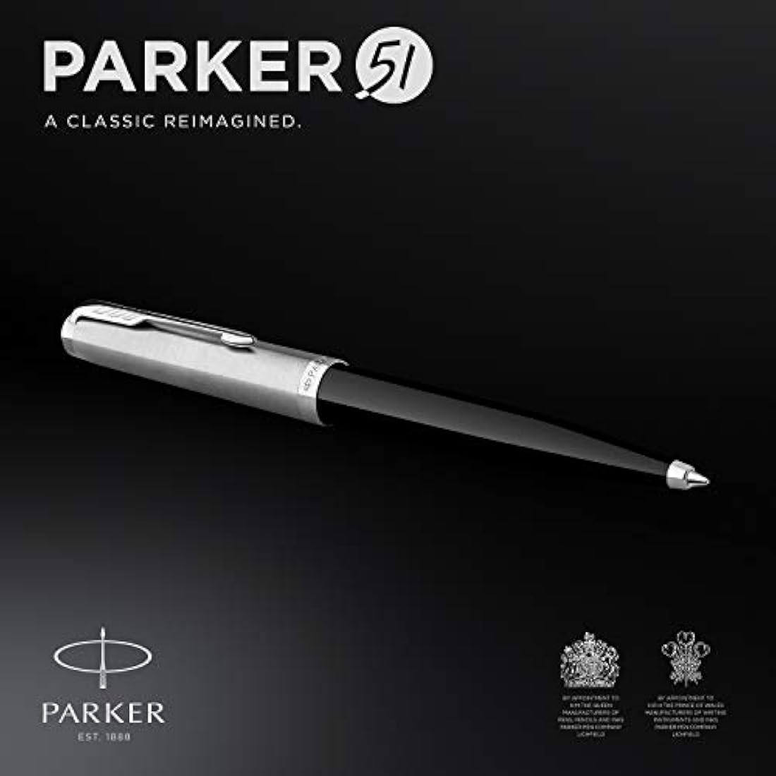 Parker 51 Ballpoint Pen – Black with Chrome Trim, Medium Point