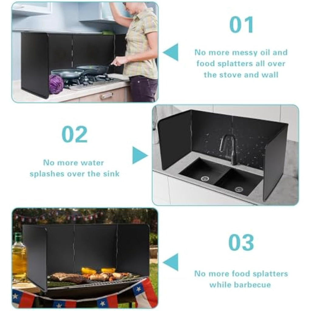 Jolof Store Stove Splatter Guard – 40CM Foldable Non-Stick Oil Shield
