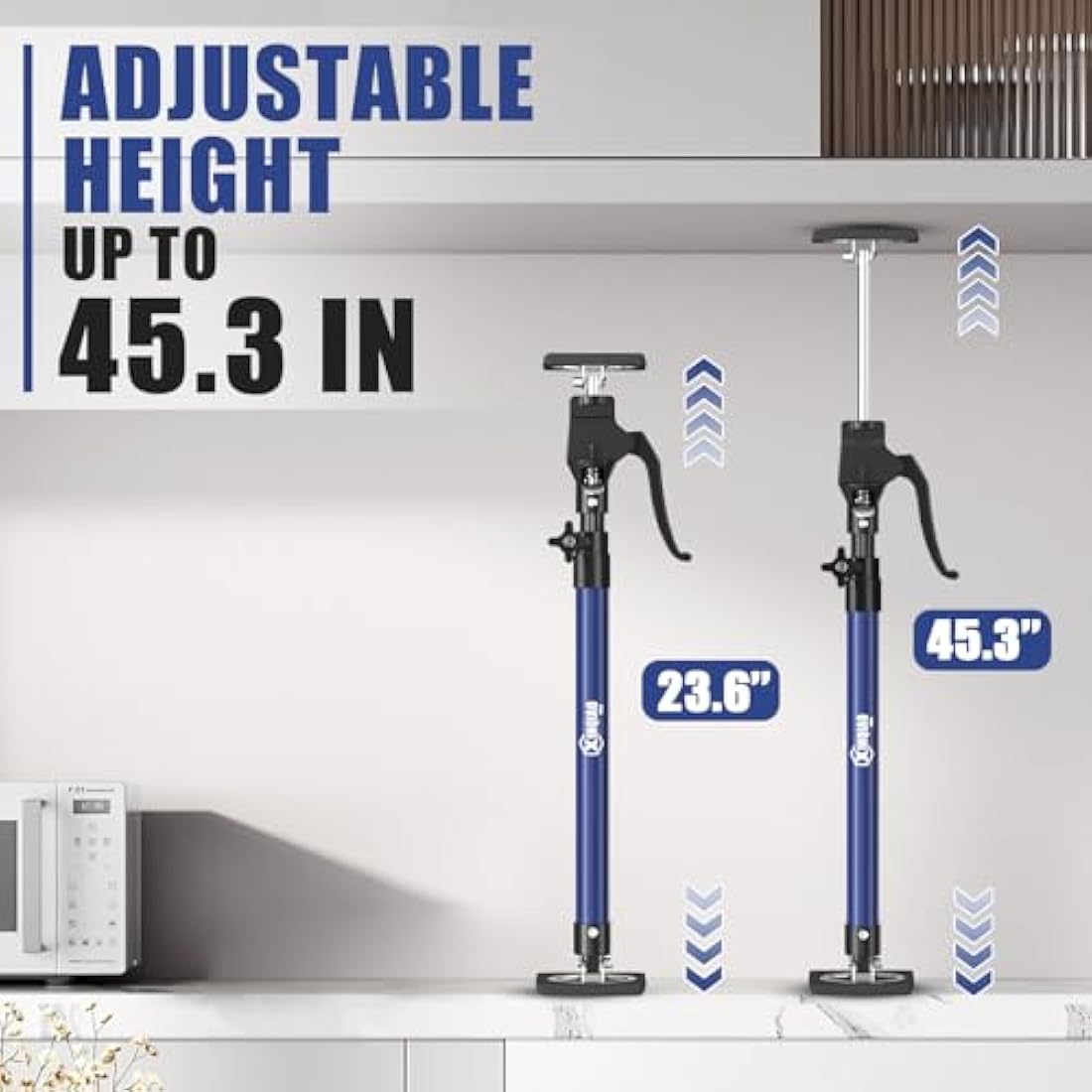 XINQIAO Third Hand Support System | Steel Cabinet Jack & Drywall Pole, 2PC
