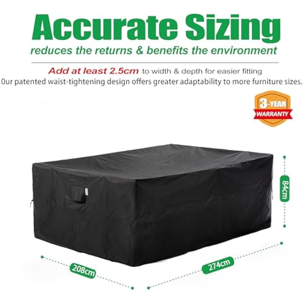 F&J Outdoors Waterproof Garden Furniture Cover – UV Resistant, Black