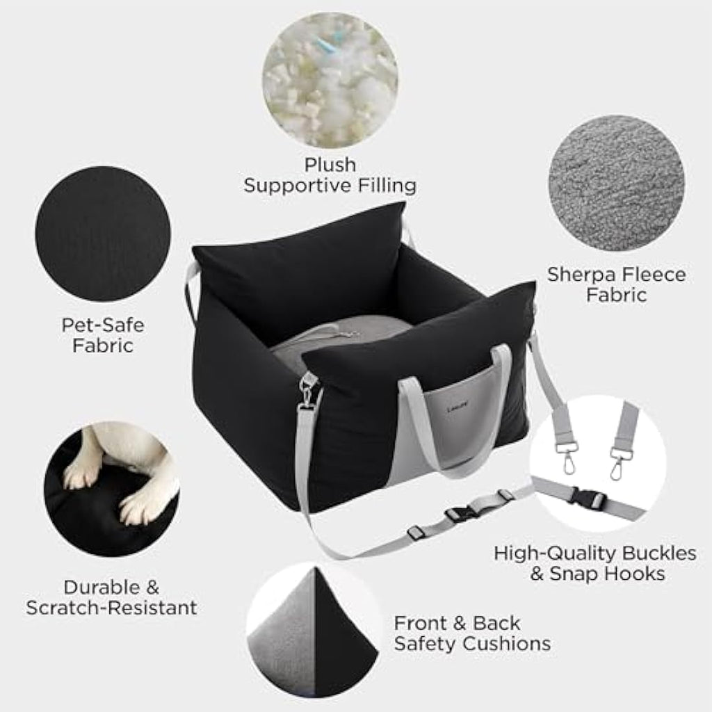 Lesure Dog Car Seat – Waterproof Memory Foam Booster Seat for Medium Dogs