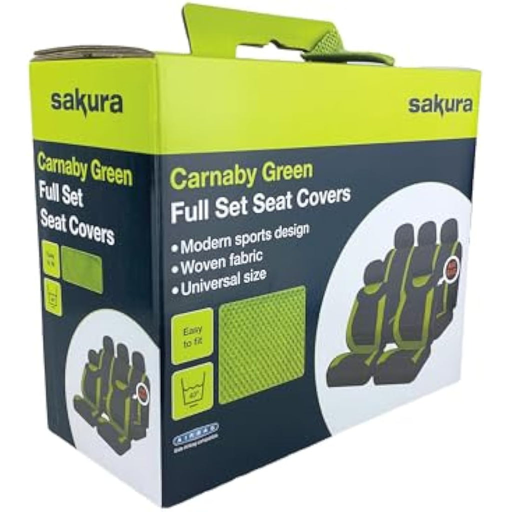 Sakura Universal Car Seat Covers Full Set | Airbag Compatible Green