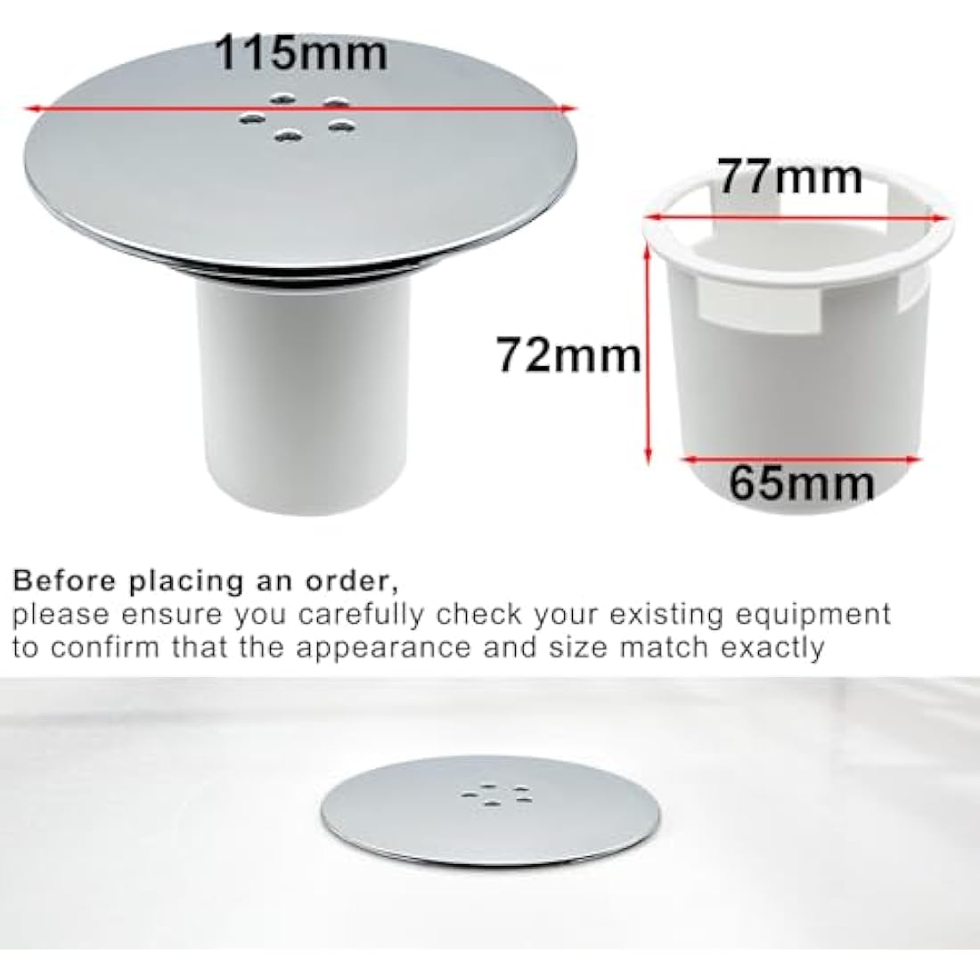 YUNLEX Shower Drain Cover – 115mm Chrome Replacement for 90mm Waste