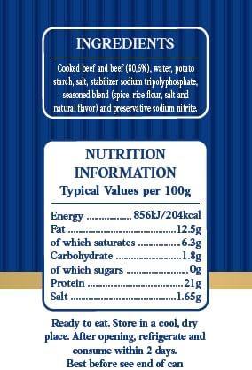 Hertford Fine Foods Canned Beef – 12 x 340g Bulk Pack Pantry Staple