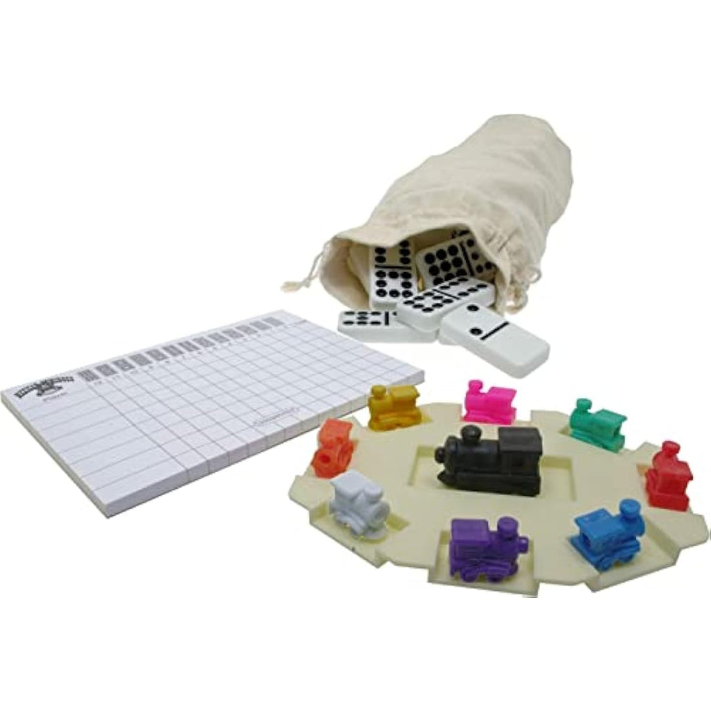 Brimtoy Mexican Train Dominoes Set - Double 12s with Hub and 9 Trains