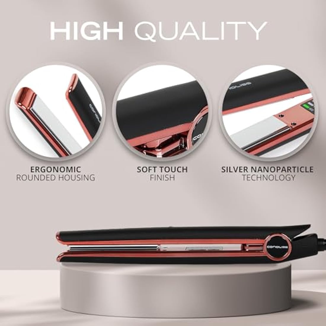 Corioliss C1 Professional Titanium Hair Straightener | Black Copper